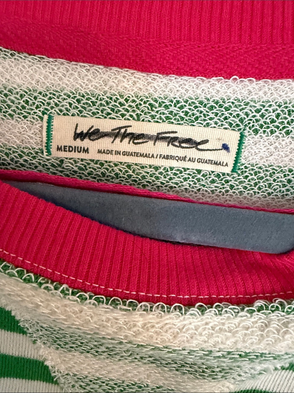 We The Free Green & White Striped Camden with Pink Trim Sz M WORN ONCE - Picture 2 of 4